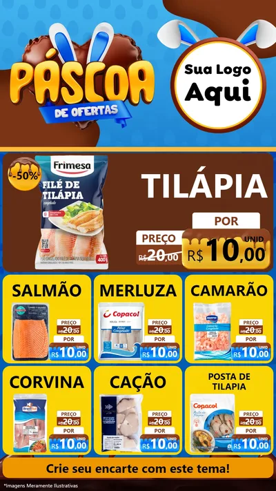Modelo de Rede Social para Stories com o tema Páscoa de Ofertas para Peixaria