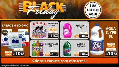 Modelo de TV para TV Horizontal com o tema Black Friday para Produtos de Limpeza