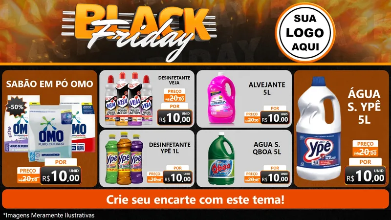 Modelo de TV para TV Horizontal com o tema Black Friday para Produtos de Limpeza
