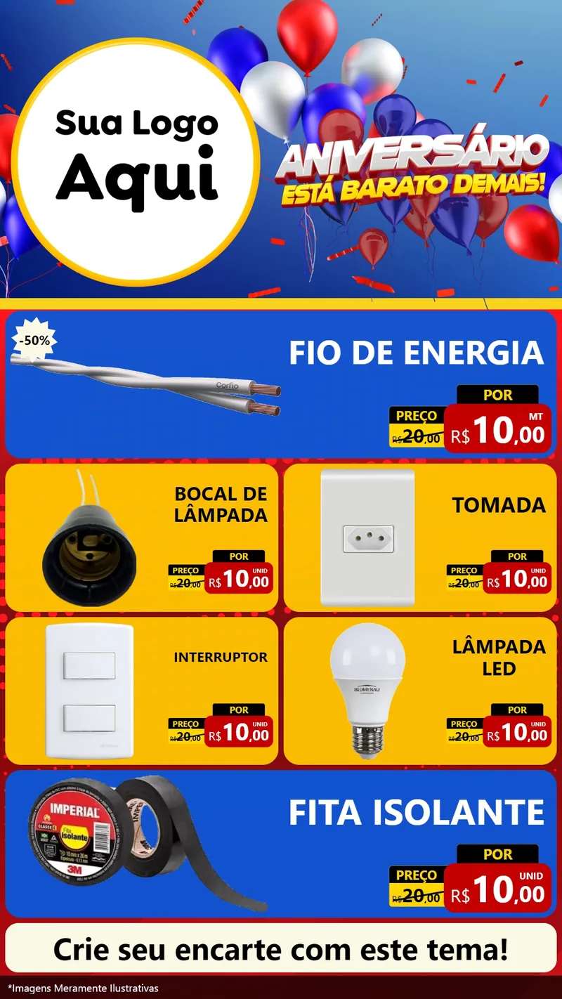Modelo de TV para TV Vertical com o tema Aniversário para Materiais Elétricos