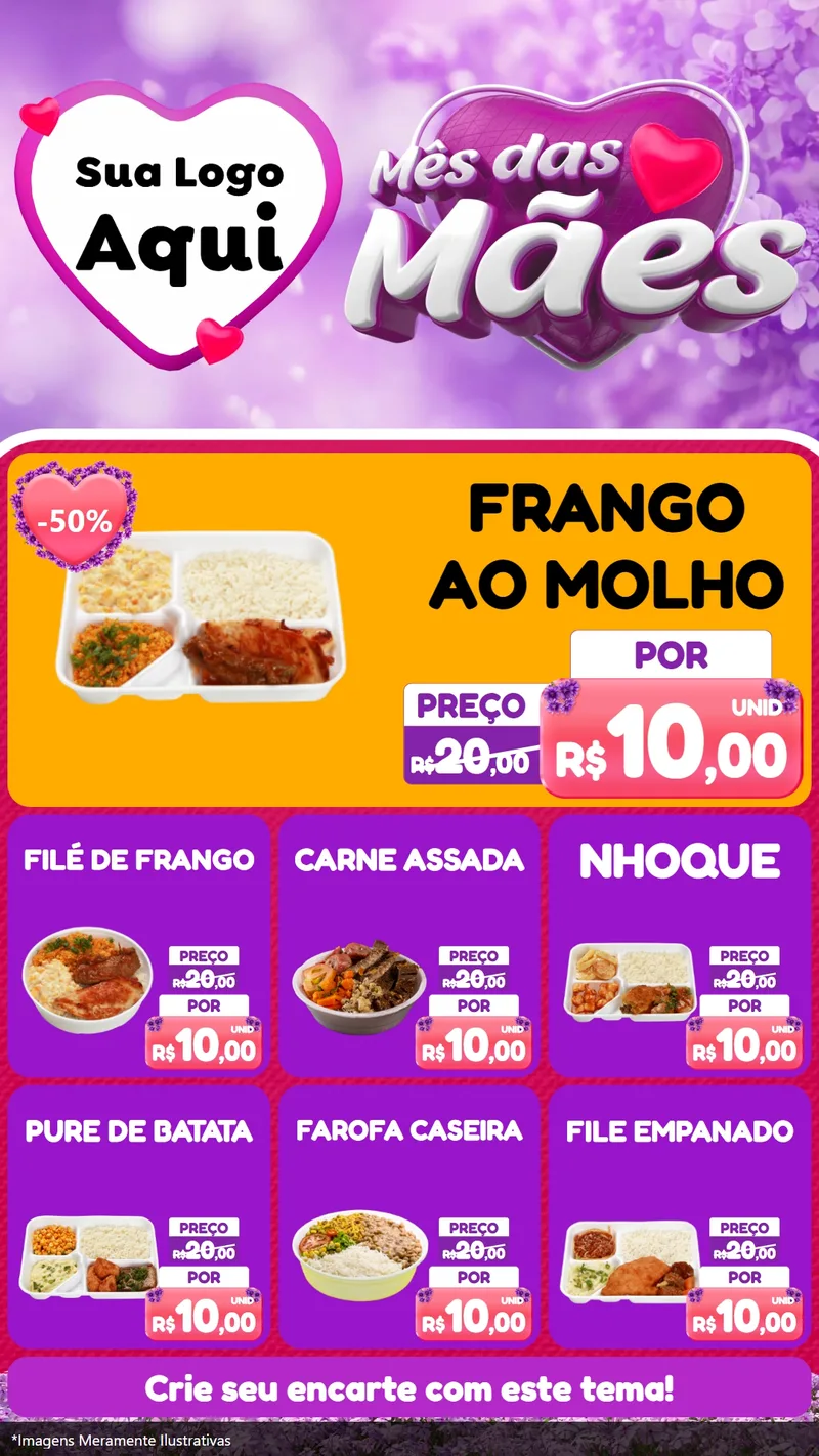 Modelo de Rede Social para Stories com o tema Mês das Mães para Restaurante