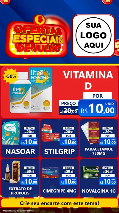 Modelo de Rede Social para Stories com o tema Ofertas Especiais de Julho para Farmácia