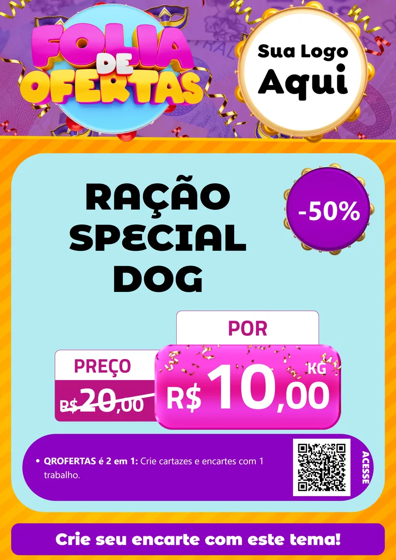 Modelo de Cartaz para Cartaz A4 Vertical com o tema Folia de Ofertas para Pet Shop