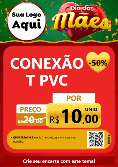 Modelo de Cartaz para Cartaz A4 Vertical com o tema Dia das Mães para Tubos e conexões