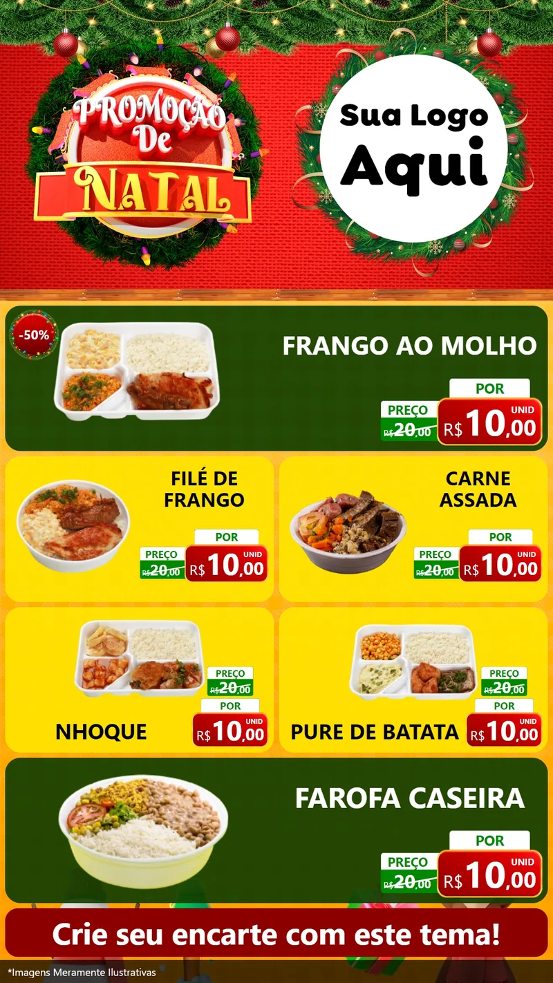 Modelo de TV para TV Vertical com o tema Promoção de Natal para Restaurante