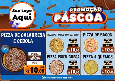 Modelo de Encarte para Encarte A4 Horizontal com o tema Promoção Páscoa para Pizzaria