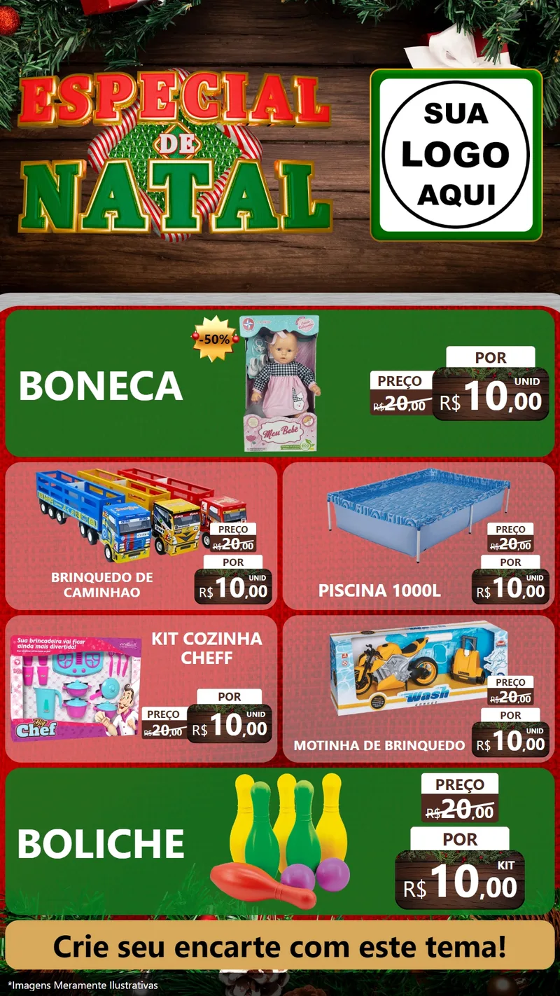 Modelo de TV para TV Vertical com o tema Especial de Natal para Brinquedos
