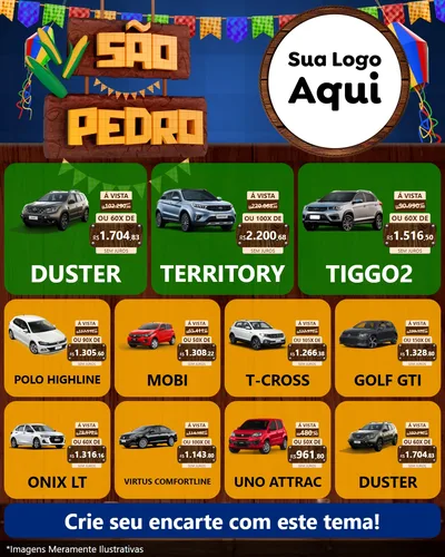 Modelo de Rede Social para Feed Instagram com o tema São Pedro para Concessionaria de Carros
