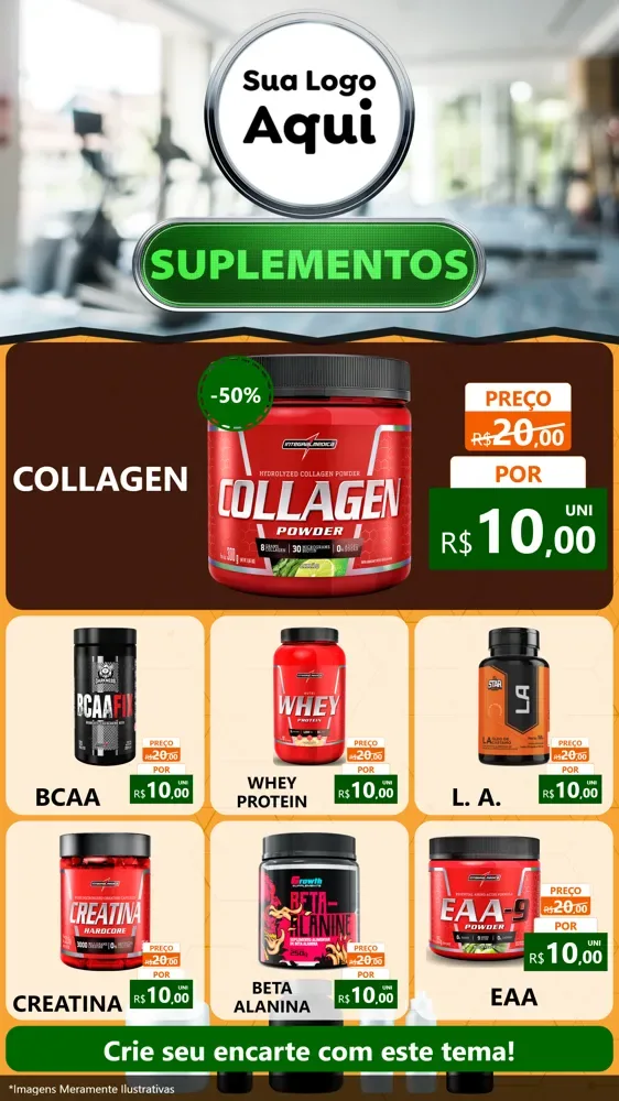 Modelo de Rede Social para Stories com o tema Suplementos para Suplementos alimentares