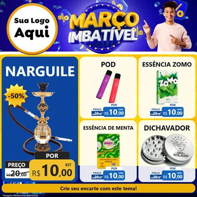 Modelo de Rede Social para Feed Facebook com o tema Março Imbatível para Tabacaria