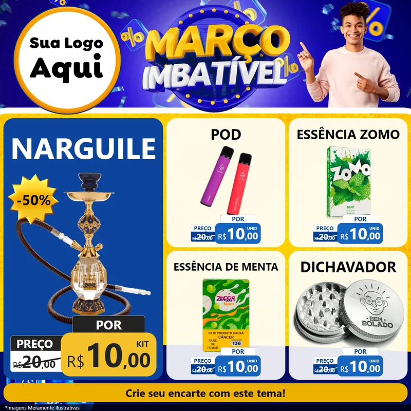 Modelo de Rede Social para Feed Facebook com o tema Março Imbatível para Tabacaria