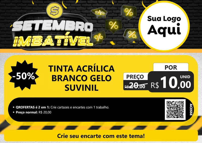 Modelo de Cartaz para Cartaz A4 Horizontal com o tema Setembro Imbatível para Tintas e Ferramentas