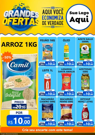 Modelo de Encarte para Encarte A4 Vertical com o tema Grandes Ofertas para Supermercado