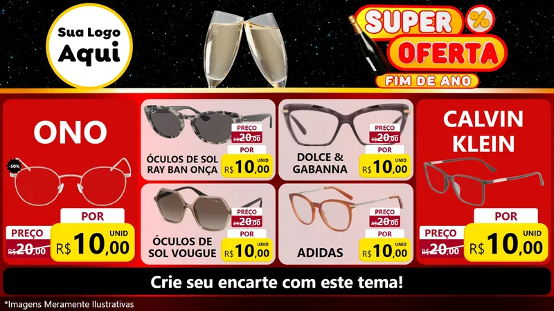 Modelo de TV para TV Horizontal com o tema Super Oferta Fim de Ano para Óticas