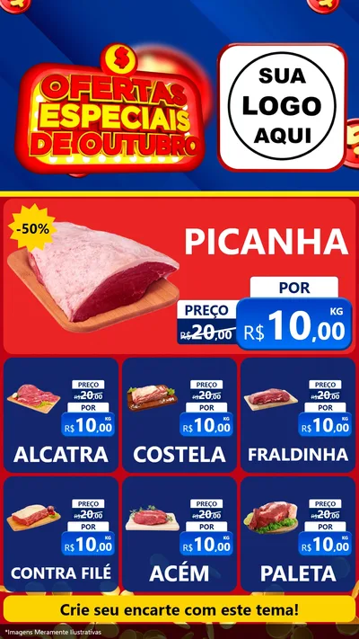 Modelo de Rede Social para Stories com o tema Ofertas Especiais de Outubro para Açougue