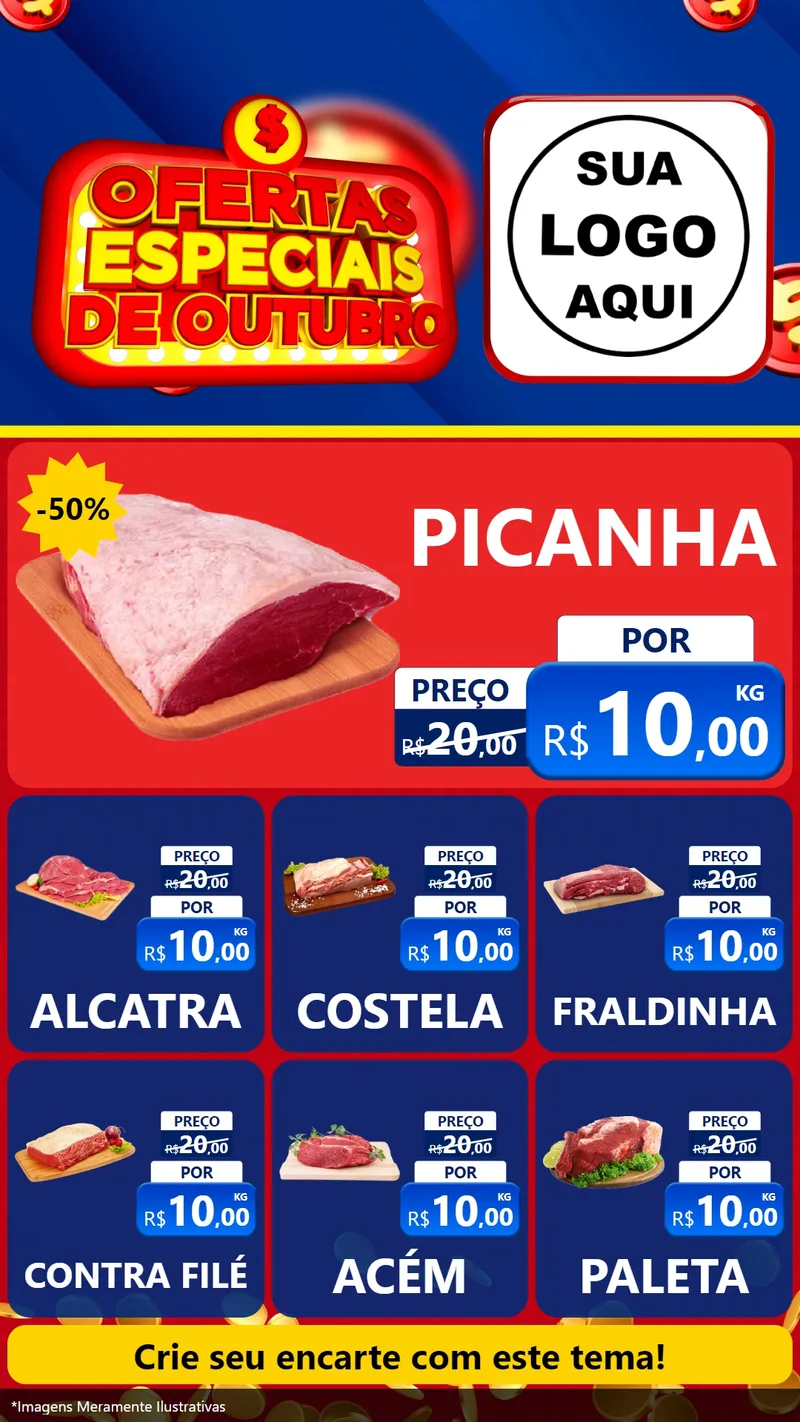 Modelo de Rede Social para Stories com o tema Ofertas Especiais de Outubro para Açougue