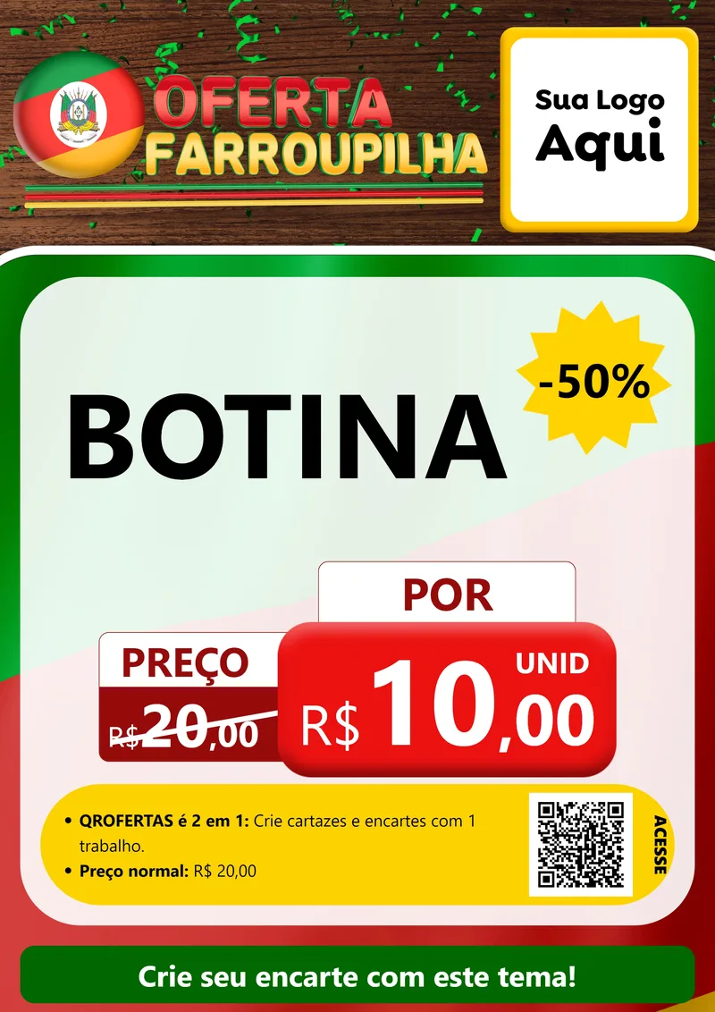 Modelo de Cartaz para Cartaz A4 Vertical com o tema Oferta Farroupilha para Agropecuária