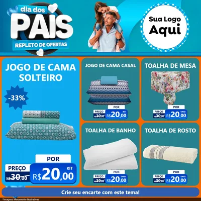 Modelo de Rede Social para Feed Facebook com o tema Dia Dos Pais Repleto de Ofertas para Cama, Mesa e Banho