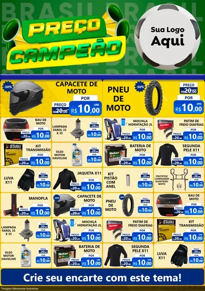 Modelo de Encarte para Encarte A4 Vertical com o tema Preço Campeão - Copa para Moto peças