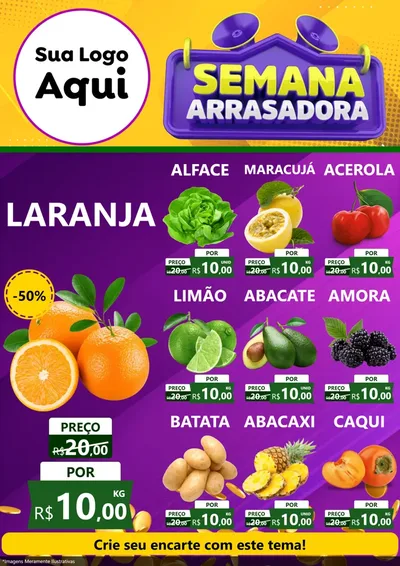 Modelo de Encarte para Encarte A4 Vertical com o tema Semana Arrasadora para Hortifrúti