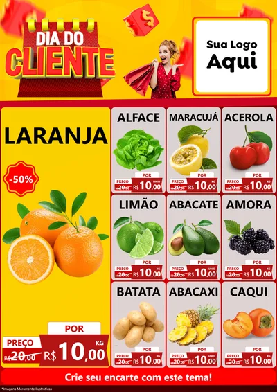 Modelo de Encarte para Encarte A4 Vertical com o tema Dia do Cliente para Hortifrúti