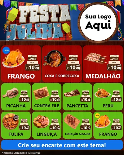 Modelo de Rede Social para Feed Instagram com o tema Festa Julina para Assados
