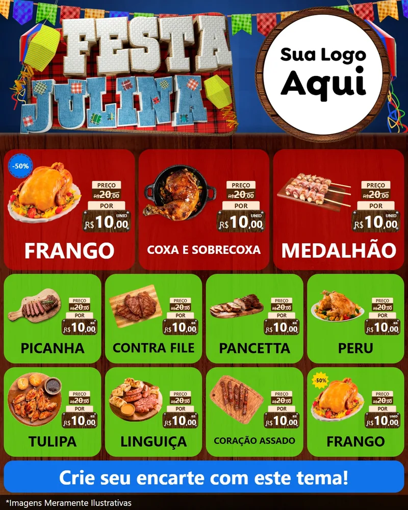 Modelo de Rede Social para Feed Instagram com o tema Festa Julina para Assados