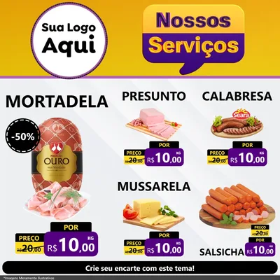 Modelo de Rede Social para Feed Facebook com o tema Nossos Serviços para Frios e Laticínios