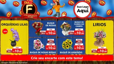 Modelo de TV para TV Horizontal com o tema Dia F - O Dia Mais Barato Do Mês para Floricultura e jardim