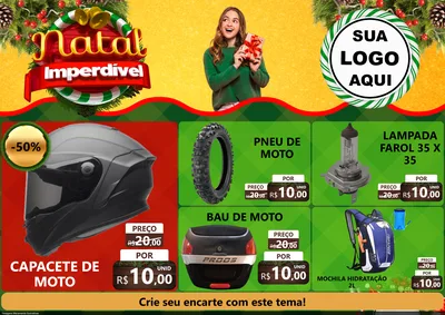 Modelo de Encarte para Encarte A4 Horizontal com o tema Natal Imperdível para Moto peças