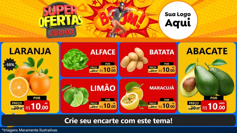 Modelo de TV para TV Horizontal com o tema Super Ofertas Julho para Hortifrúti
