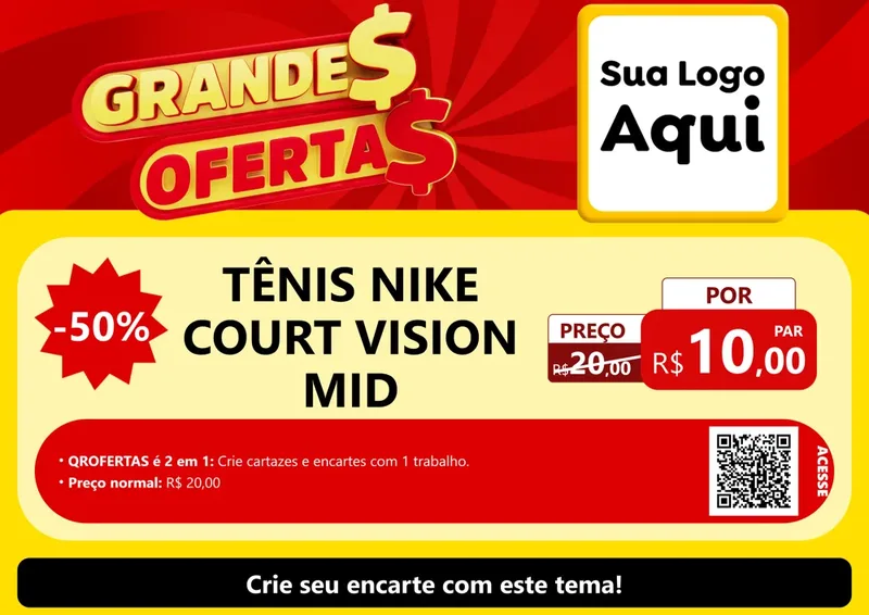 Modelo de Cartaz para Cartaz A4 Horizontal com o tema Grandes Ofertas para Calçados