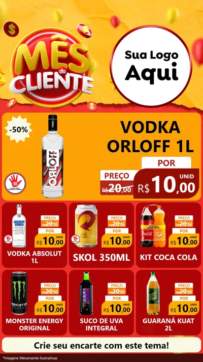 Modelo de Rede Social para Stories com o tema Mês do Cliente para Distribuidora de bebidas