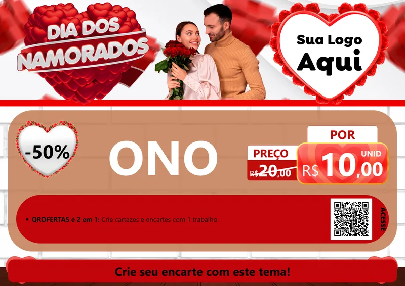 Modelo de Cartaz para Cartaz A4 Horizontal com o tema Dia dos Namorados para Óticas