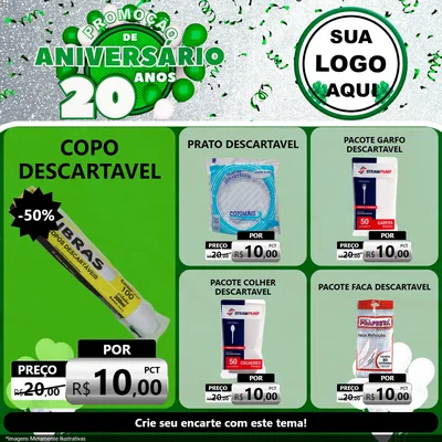 Modelo de Rede Social para Feed Facebook com o tema Promoção de Aniversário - 20 Anos para Embalagens