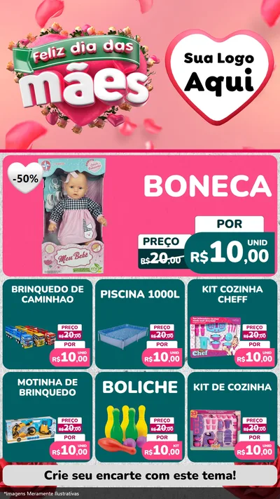 Modelo de Rede Social para Stories com o tema Feliz Dia das Mães para Brinquedos