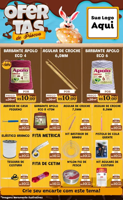 Modelo de Encarte para Encarte Grande com o tema Ofertas de Páscoa para Armarinho e Aviamentos