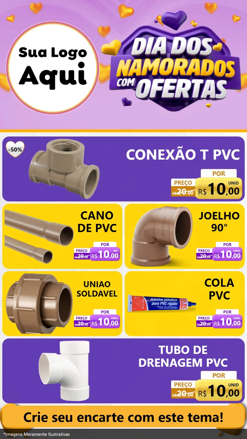 Modelo de TV para TV Vertical com o tema Dia Dos Namorados Com Ofertas para Tubos e conexões