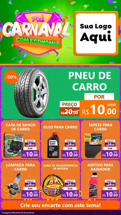 Modelo de Rede Social para Stories com o tema Pré-Carnaval Com Economia para Auto peças