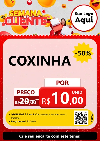 Modelo de Cartaz para Cartaz A4 Vertical com o tema Semana do Cliente para Salgadaria