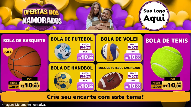 Modelo de TV para TV Horizontal com o tema Oferta Dos Namorados para Artigos Esportivos