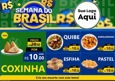 Modelo de Encarte para Encarte A4 Horizontal com o tema Semana Do Brasil para Salgadaria