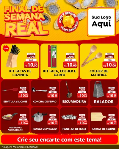 Modelo de Rede Social para Feed Instagram com o tema Final de Semana do Real para Utilidades Domésticas