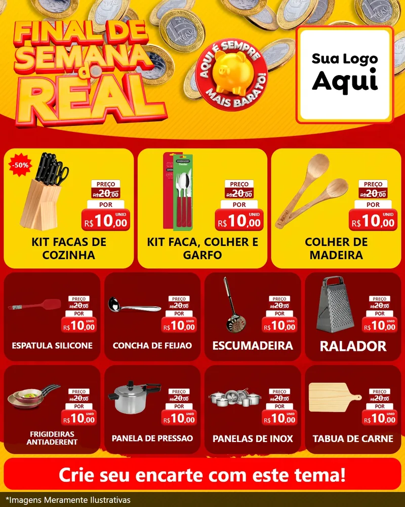 Modelo de Rede Social para Feed Instagram com o tema Final de Semana do Real para Utilidades Domésticas