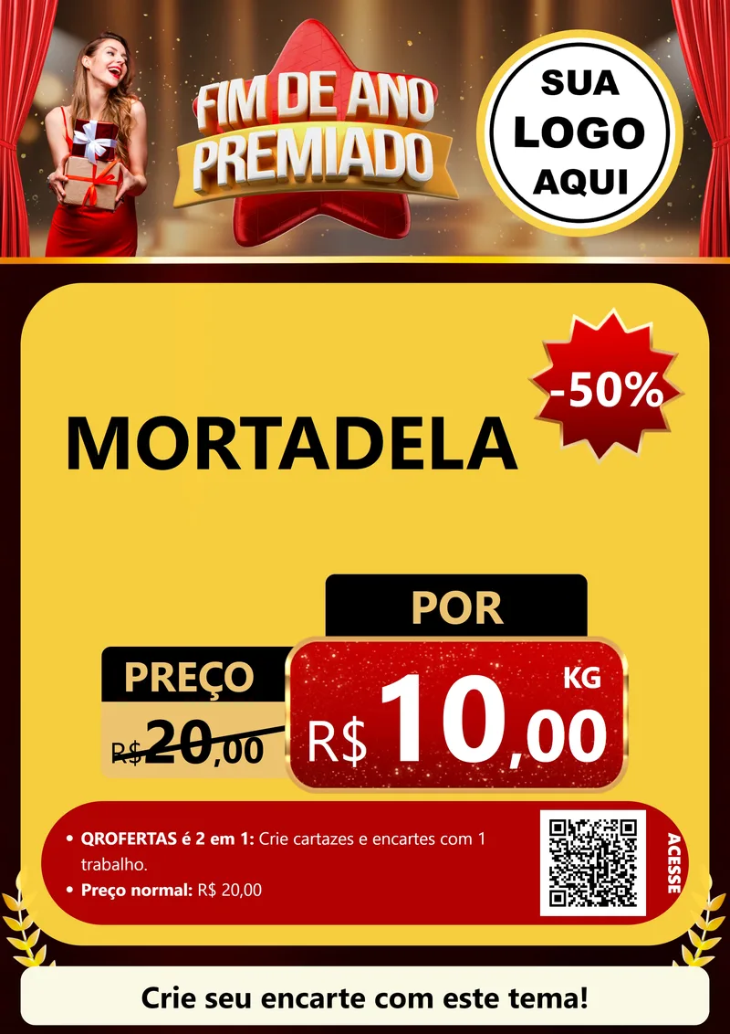 Modelo de Cartaz para Cartaz A4 Vertical com o tema Fim de Ano Premiado para Frios e Laticínios