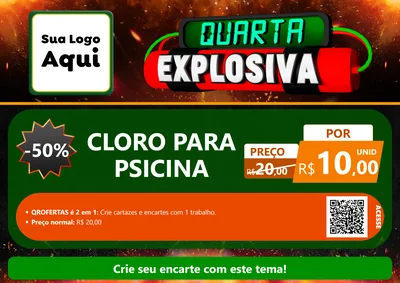 Modelo de Cartaz para Cartaz A4 Horizontal com o tema Quarta Explosiva para Produtos para Piscina