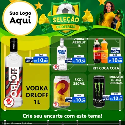 Modelo de Rede Social para Feed Facebook com o tema Seleção de Ofertas - Copa para Distribuidora de bebidas