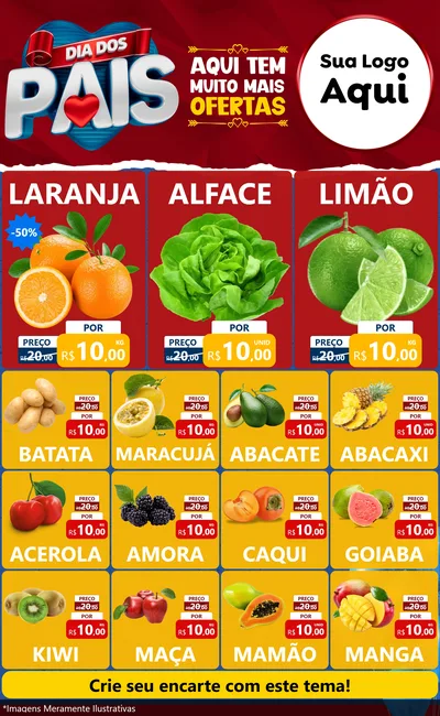 Modelo de Encarte para Encarte Grande com o tema Dia dos Pais para Hortifrúti