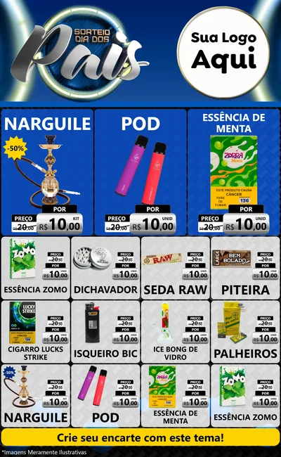 Modelo de Encarte para Encarte Grande com o tema Sorteio Dia Dos Pais para Tabacaria