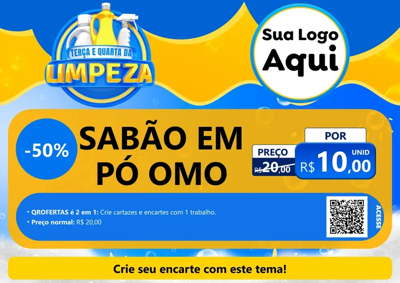 Modelo de Cartaz para Cartaz A4 Horizontal com o tema Terça e Quarta da Limpeza para Produtos de Limpeza